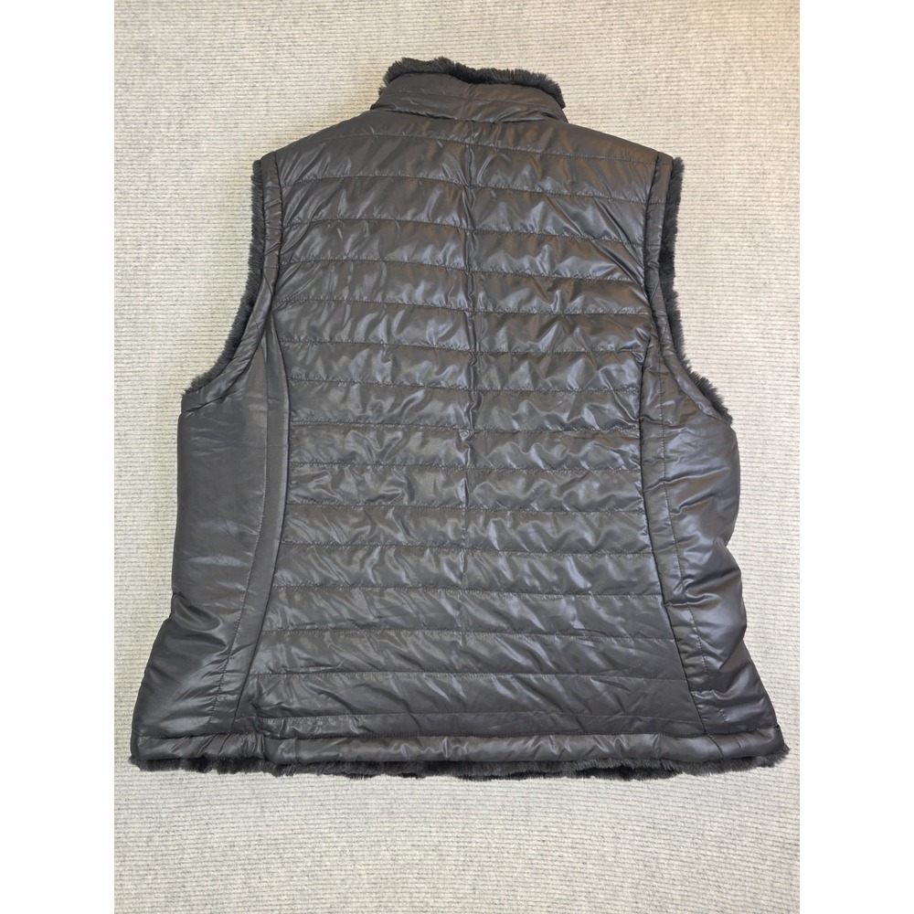 Nicole Miller Womens Reversible Faux Fur Quilted Vest Sleeveless Jacket Sz XL - Picture 8 of 12